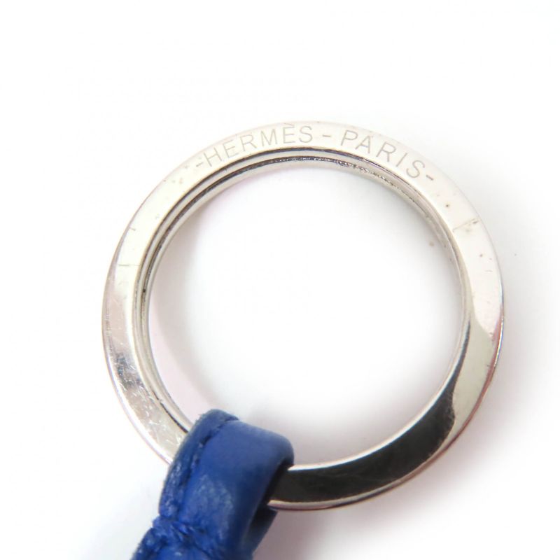 Hermes Carmen Silver Hardware Añomiro Key Ring Bag Charm Blue Electric