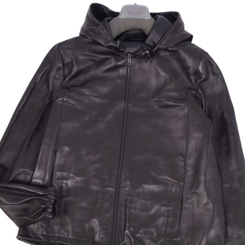 Prada 2020 Jacket Hoodie Leather Hoodie Zip