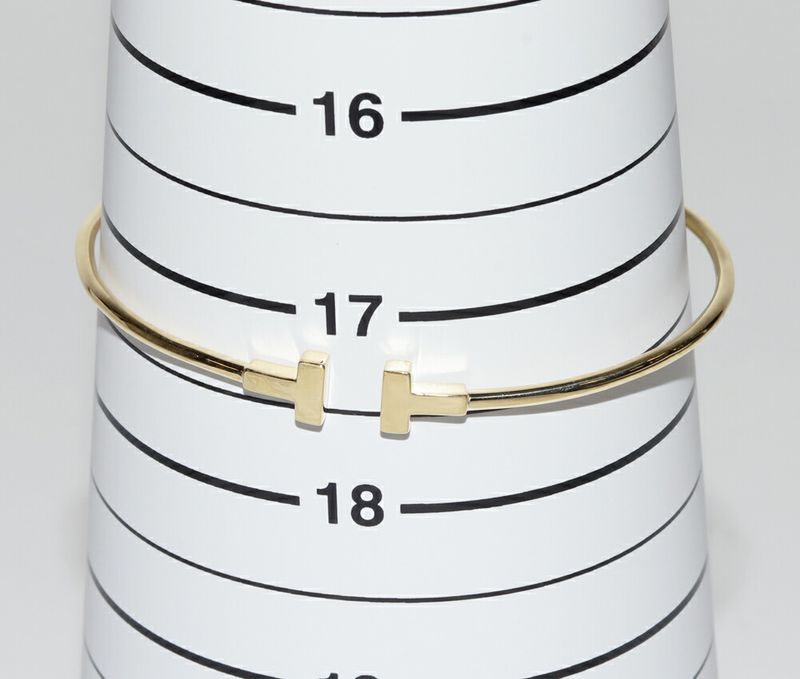 Tiffany & Co Bracelet Bangle 18K Yellow Gold T Narrow Wire Bracelet Extra Large