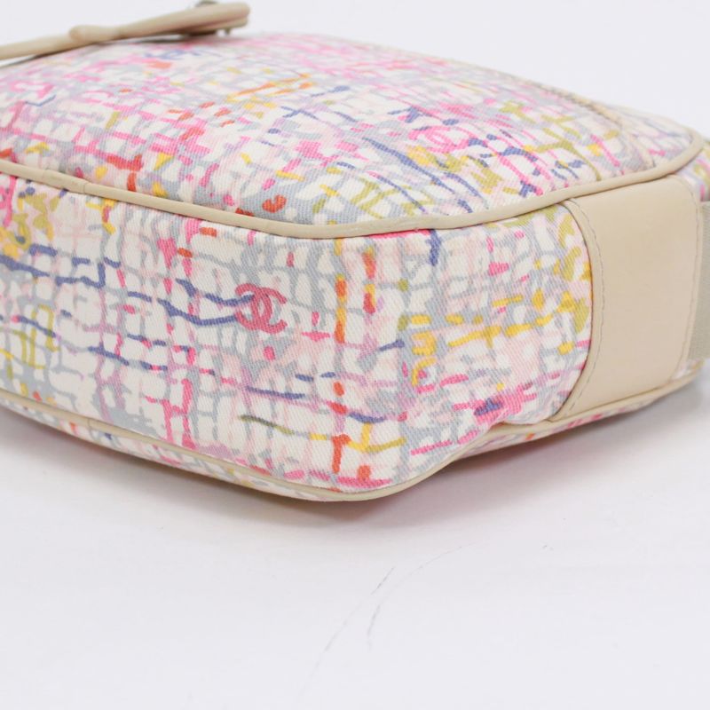 Chanel Canvas Beige Shoulder Bag Silver