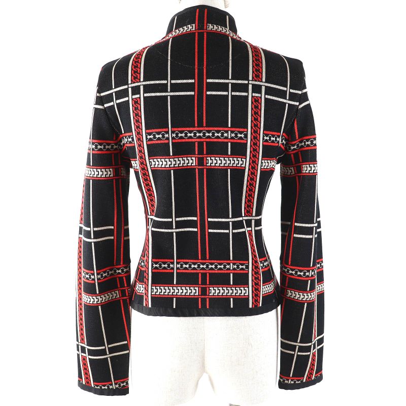 Hermes 2023 3h4209dc Tartan Et Chaines 100% Cotton Racer Jacket Zipup Knit