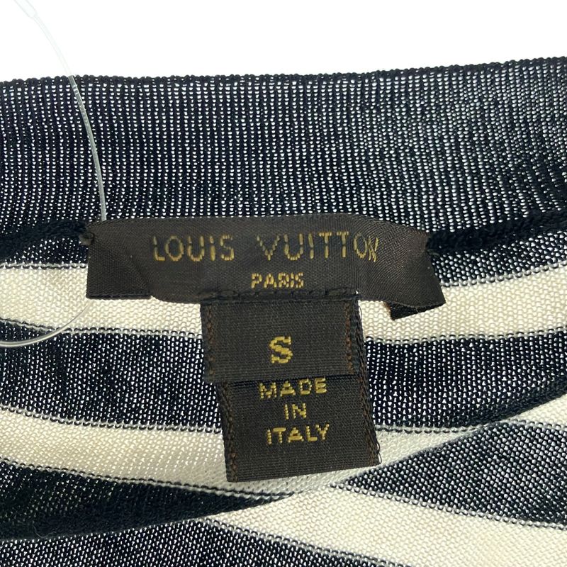 Louis Vuitton 15aw V-Neck Silk Striped Knit Sweater White Black S