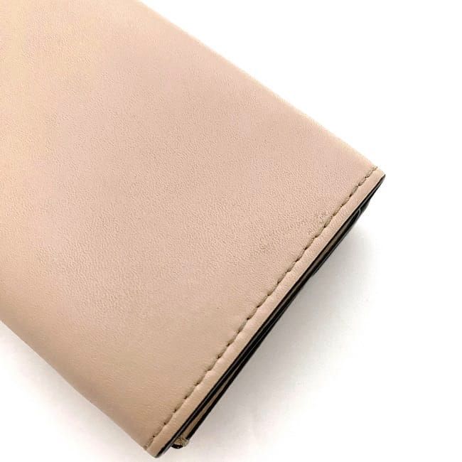 Fendi Trifold Wallet Pink Beige Gold Fize