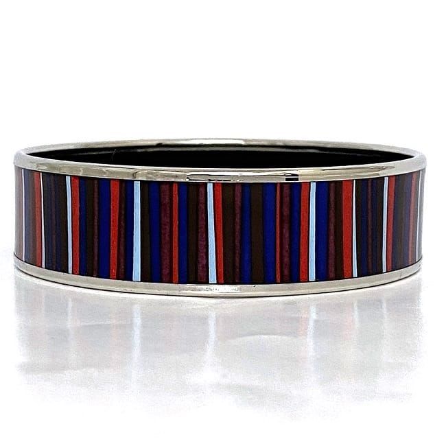 Hermes Bangle Emile GM Silver Navy Bordeaux Excellent Condition