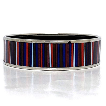 Hermes Bangle Emile GM Silver Navy Bordeaux Excellent Condition