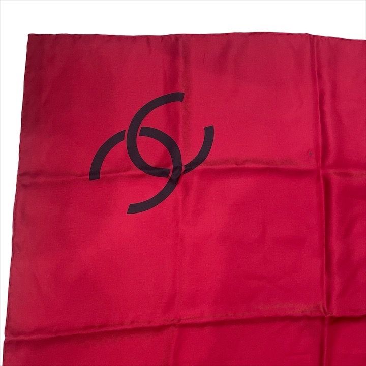 Chanel CC Logo Scarf Large Silk 100% Red