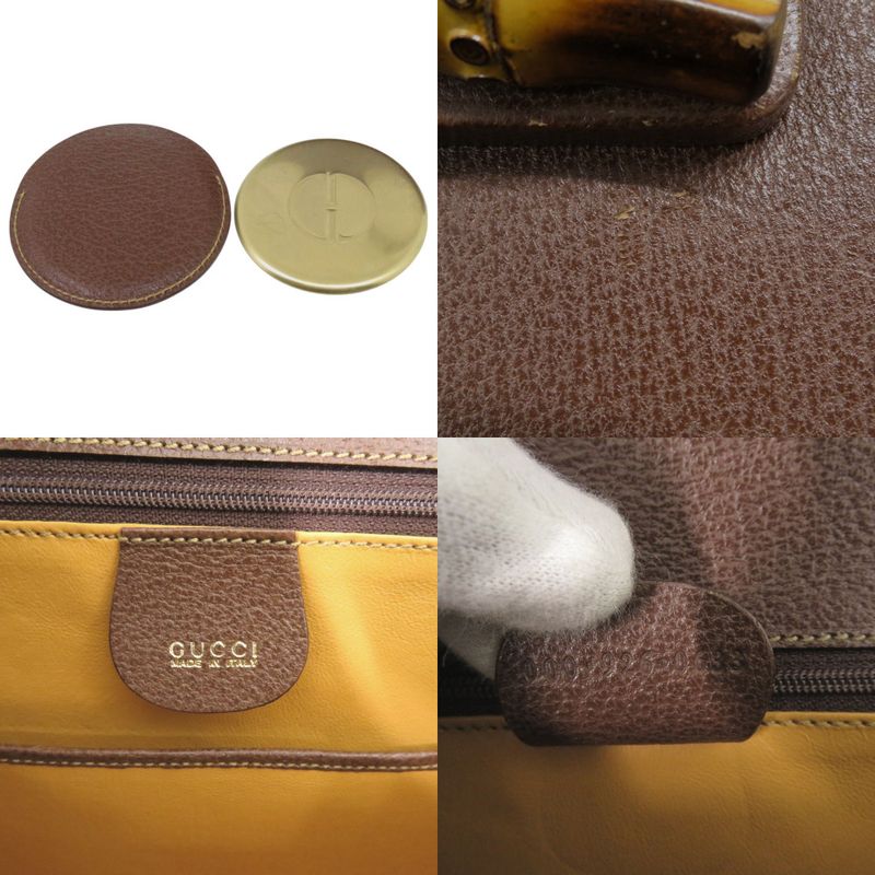 Gucci Bamboo 2WAY 000 926 0633 Leather Brown Handbag Brown 1074 Gucci