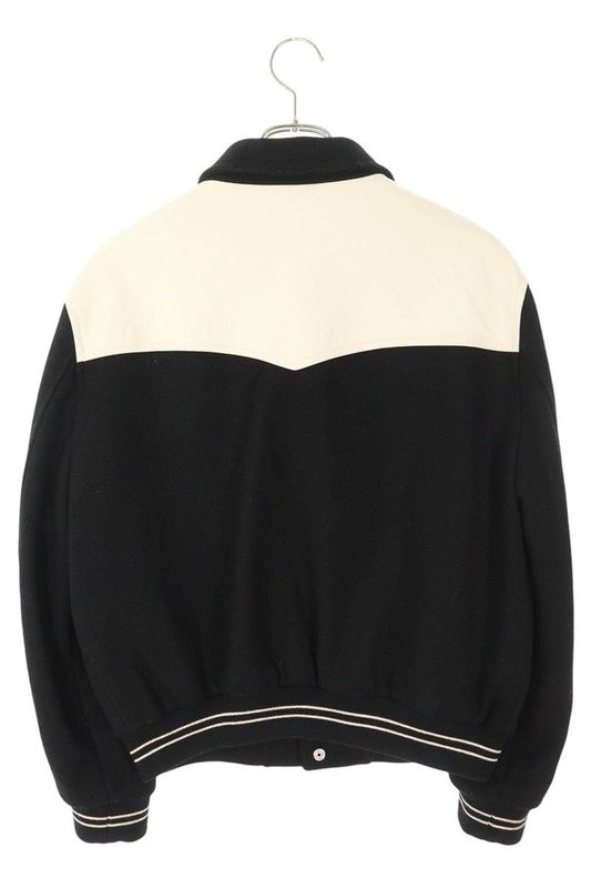 Celine 2v534896c Leather Cowboy Yoke Switched Wool Stajan Blouson Men's 46