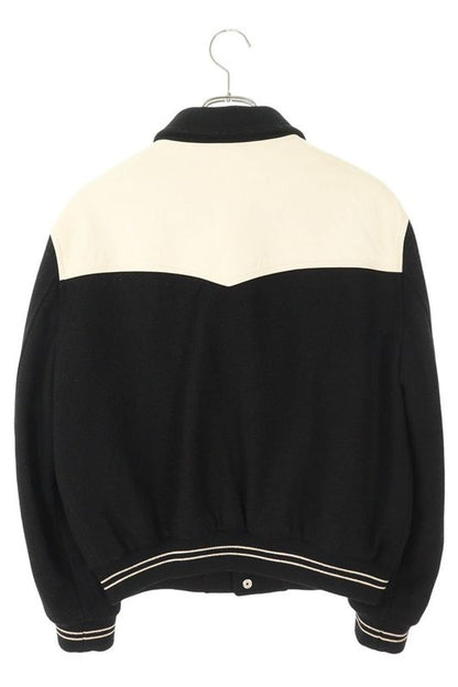 Celine 2v534896c Leather Cowboy Yoke Switched Wool Stajan Blouson Men's 46