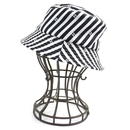 CHANEL 24SS Aa9874 Coco Beach Coco Mark Striped Bucket Hat Black White S Made