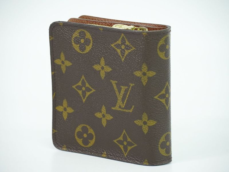 Authentic Louis Vuitton LV Compact Zip Monogram Fold Wallet Brown M61667