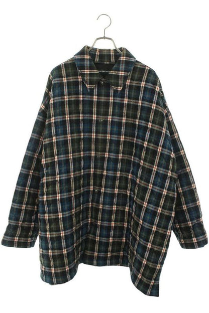 Balenciaga 542159 Tcm03 Cotton Filled Checked Shirt Blouson Men's 46