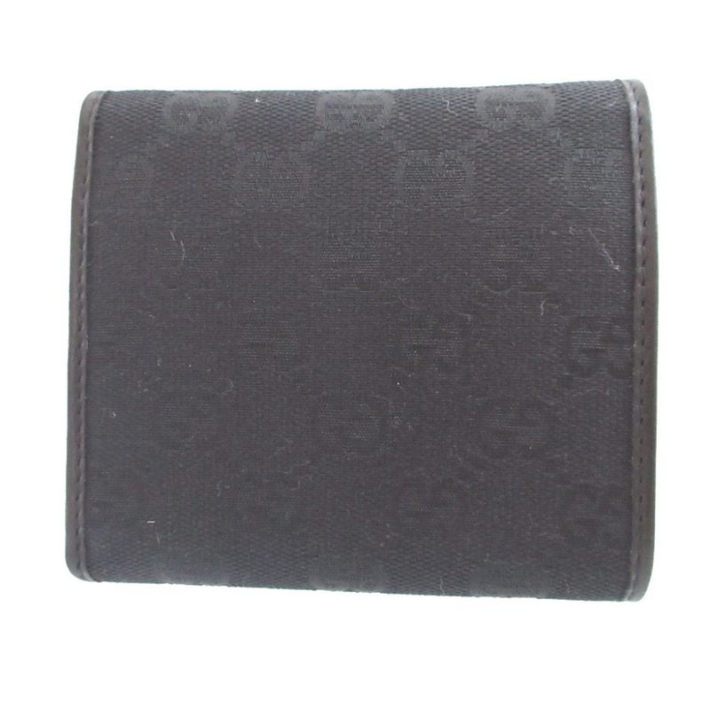 Gucci Interlocking G 181597 GG Canvas Leather Black Trifold Wallet 0871 Gucci