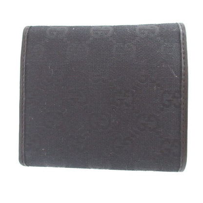 Gucci Interlocking G 181597 GG Canvas Leather Black Trifold Wallet 0871 Gucci