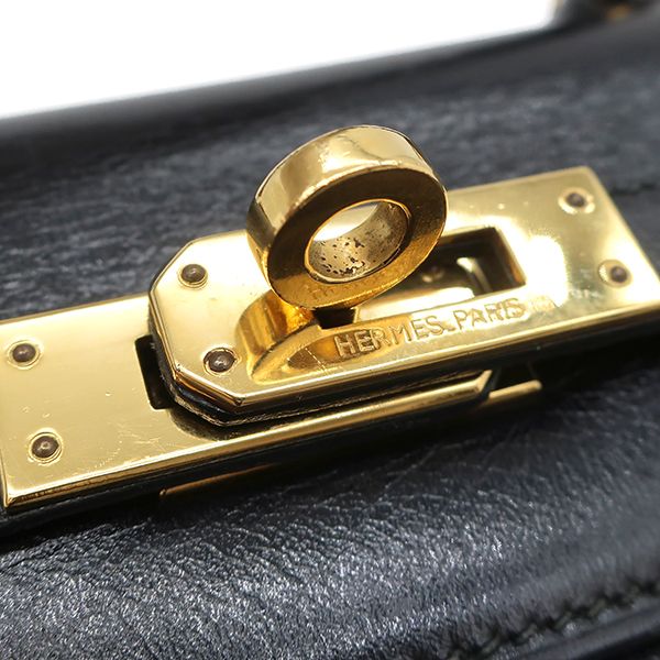 Hermes 2way Bag Mini Kerry Doe Outer Stitch Box Calf Black Gold Hardware Black