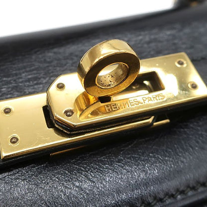 Hermes 2way Bag Mini Kerry Doe Outer Stitch Box Calf Black Gold Hardware Black