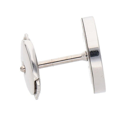 Bulgari Double Logo 18K White Gold Onyx Earrings Men's