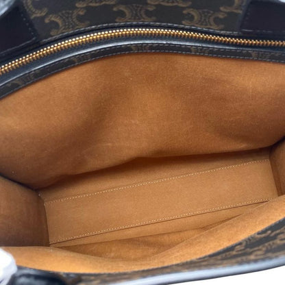Celine Tote Shoulder Bag Medium Vertical Cabas 194432 Triomphe Black Brown