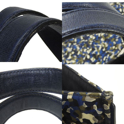 Fendi Tote Bag Bugs 7va367 Nylon Leather Navy Silver Hardware Monster Chamois