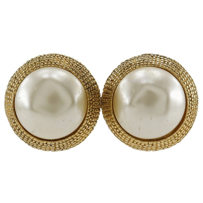 Chanel Vintage Gold Plated And Faux Pearl Ladies 29.5g Earrings