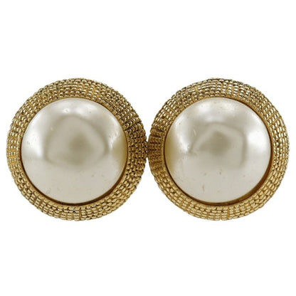 Chanel Vintage Gold Plated And Faux Pearl Ladies 29.5g Earrings