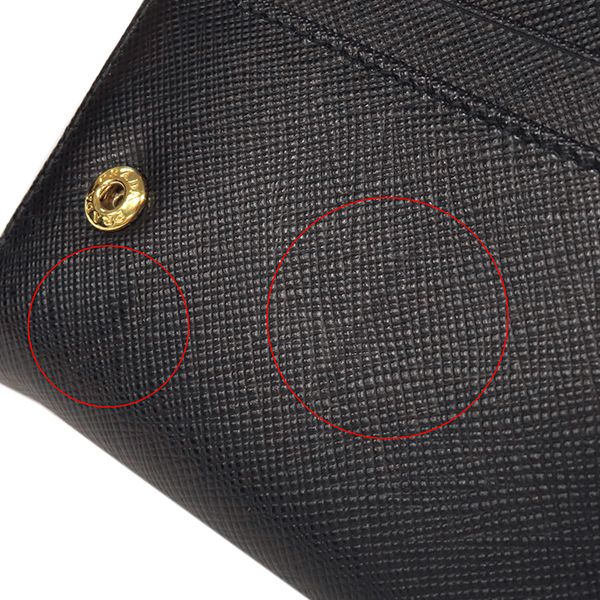 Prada Long Wallet Ribbon Flap Wallet Saffianoleather Black Goldhardware Black