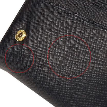 Prada Long Wallet Ribbon Flap Wallet Saffianoleather Black Goldhardware Black