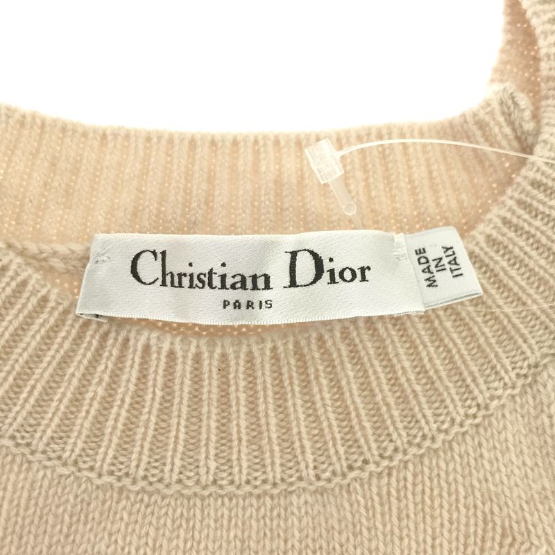Christian Dior Short Sleeve Cashmere Knit Sweater 7c24594am550 Beige 36