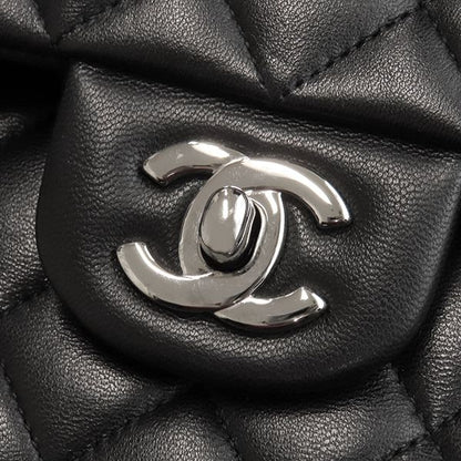 Chanel Shoulder Bag Matelasse 25 Flap Bag Lambskin Black Silver Hardware Black