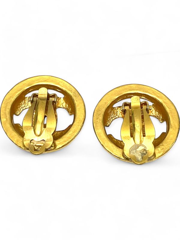 Chanel 01P Coco Mark Circle Earrings Ladies Gold