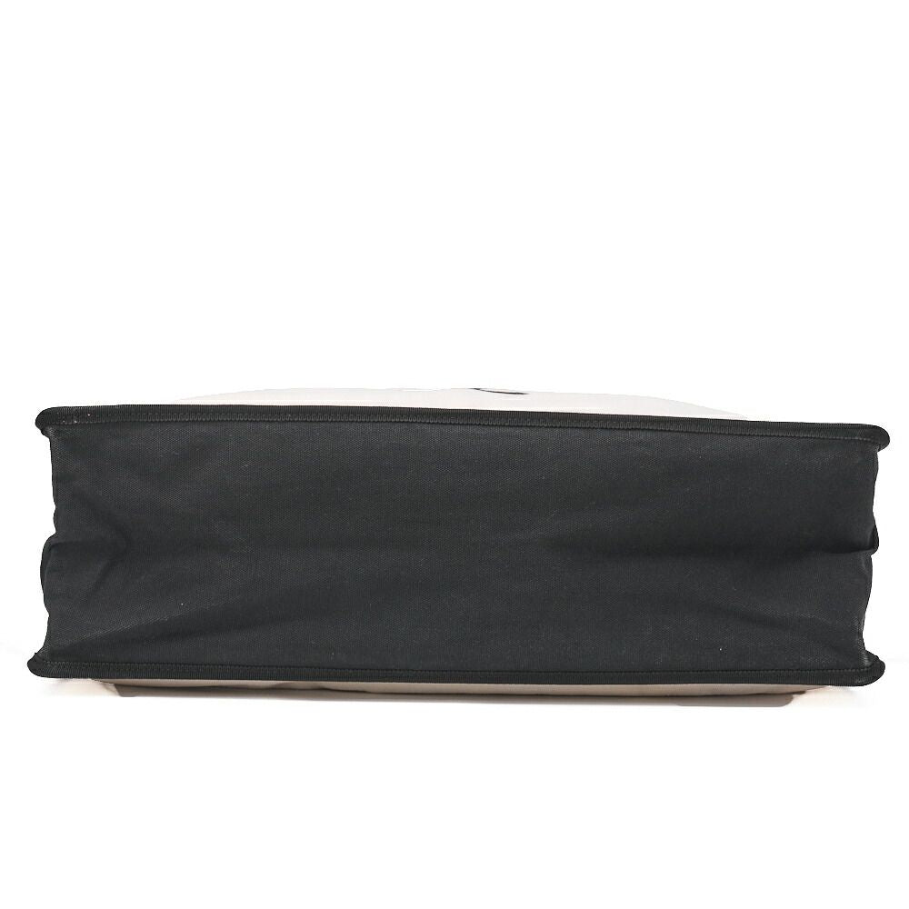 Chanel Tote Bag Coco Mark Canvas With Whistle Charm White And Black Silver