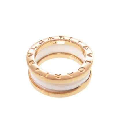 Bulgari B-zero1 18K Pink Gold 750pg White Ceramic #49 Ping Gold Ring Jewelry