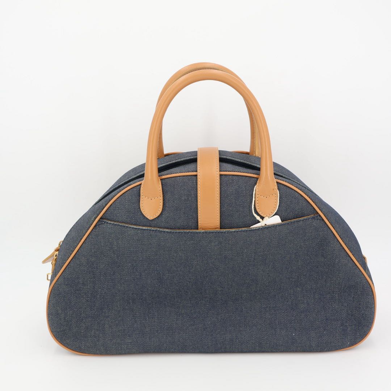 Christian DIOR Saddle Double Mini Boston Bag Denim Handbag