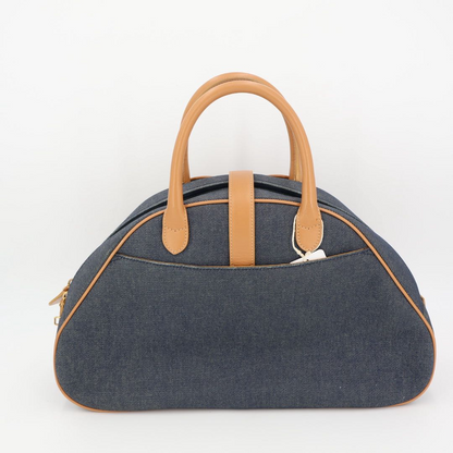 Christian DIOR Saddle Double Mini Boston Bag Denim Handbag