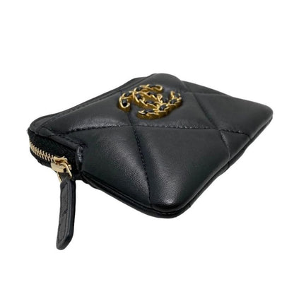Chanel 19 Coin Case Card Case Coin Purse Ap2086 Matelasse Black Gold Chanel19