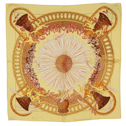 Hermes Carré 42 Amours Sunflowers Silk Yellow Women's Scarf