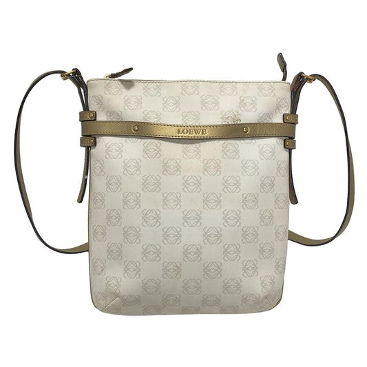 Loewe Shoulder Bag Pockets White×light Gray×gold Leather