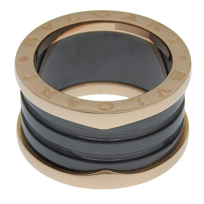 Bvlgari Bulgari B-zero1 4 Band Ring 18K Pink Gold CE 750 Pink Gold Ceramic #52