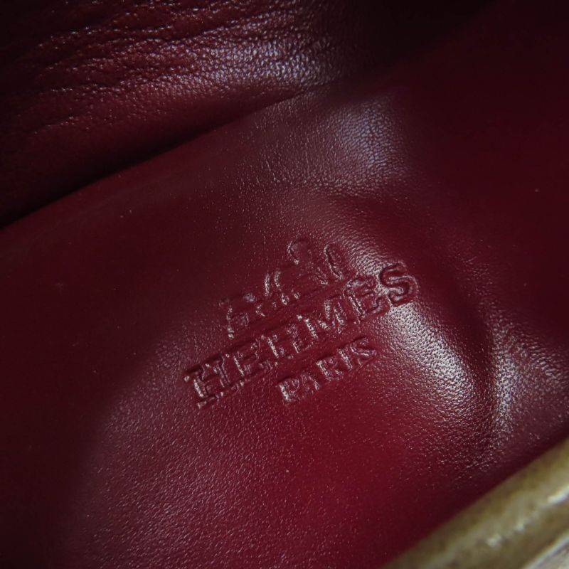 Hermes Moccasins Paris Constance Silver Hardware Leather Loafers Beige 38.5