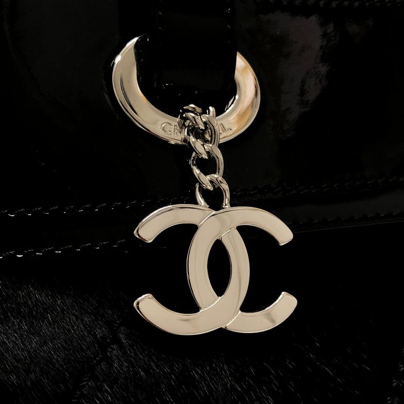 Chanel Tote Bag CC Coco Mark Paris Biarritz PM A34208 Enamel Black