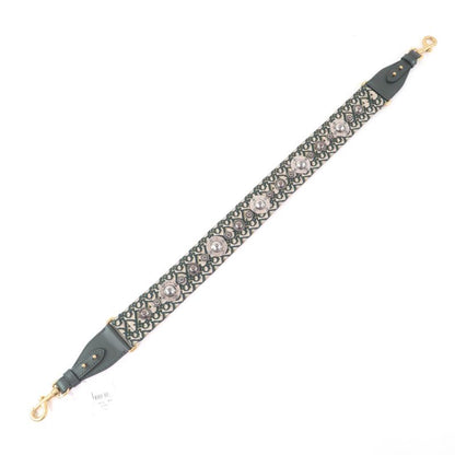 Christian DIOR Embroidery Shoulder Strap Oblique Greenish Women