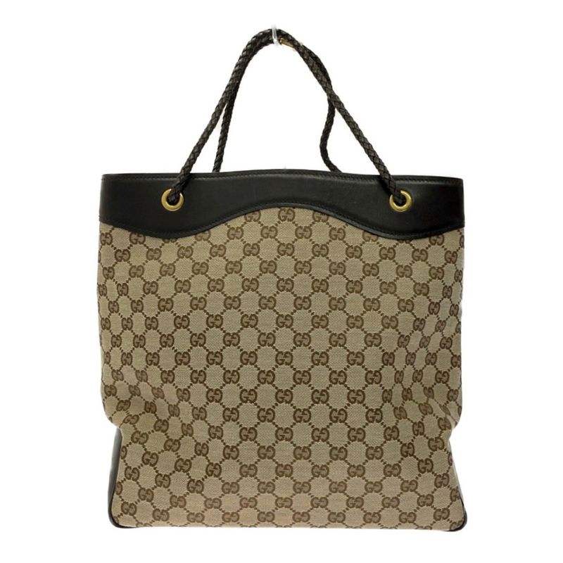 Gucci 109141 and 2123 GG Canvas Leather Shoulder Bag Brown 393403 Shoulder Bag