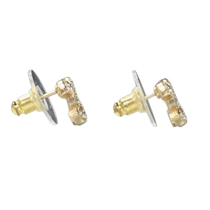 2941 Chanel Coco Mark Earrings Rhinestone Silver Metal Accessories F22V