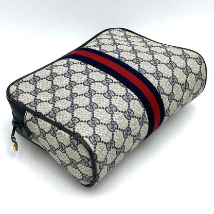 Gucci 27 004 998 Clutch Bag Second Bag Pouch GG Supreme Vintage Old Gucci Navy