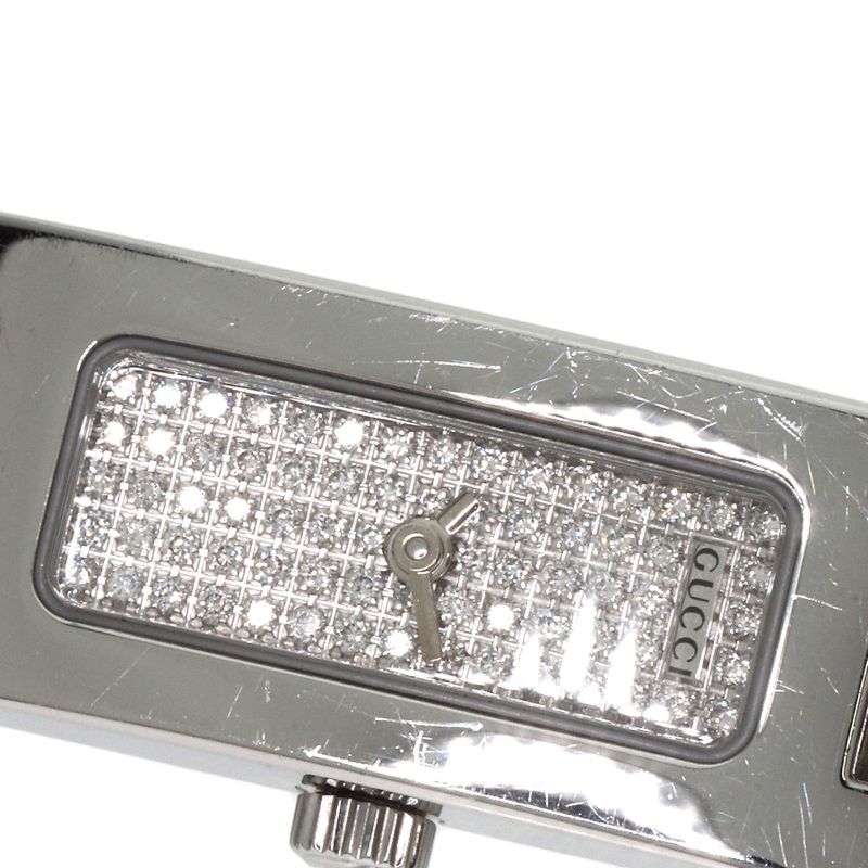 Gucci 3900l Square Face Dial With Diamonds Wristwatch SS Ladies