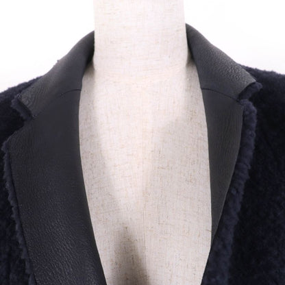 Celine 2 8h34/4238 Phoebe Philo Egg Crombie Reversible Mouton Coat Dark Navy 38