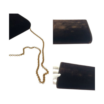 Gucci Vintage Old Gucci Double G Brown Gold Hardware Velour Shoulder Bag