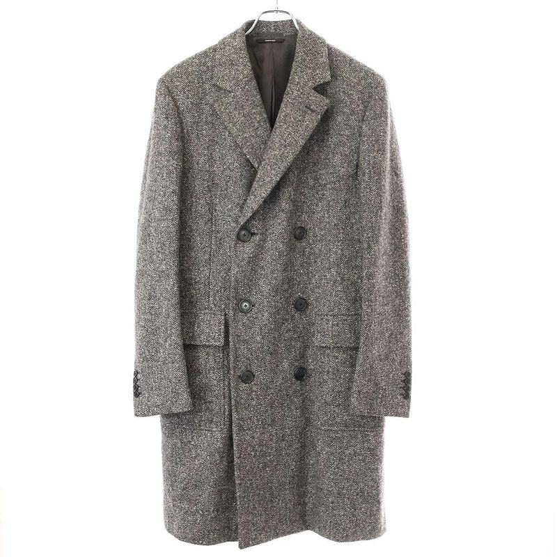 Hermes 15aw Multi-Fabric Double Breasted Tweed Coat Grey- 50