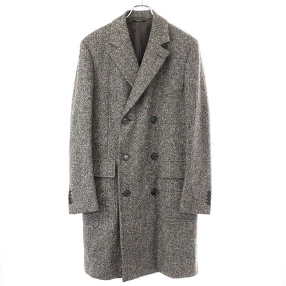 Hermes 15aw Multi-Fabric Double Breasted Tweed Coat Grey- 50
