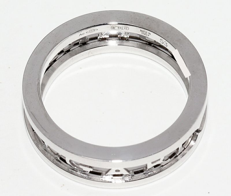 Bulgari Ring 18K White Gold Bzero1 Ring Open Work Logo Spiral 359378
